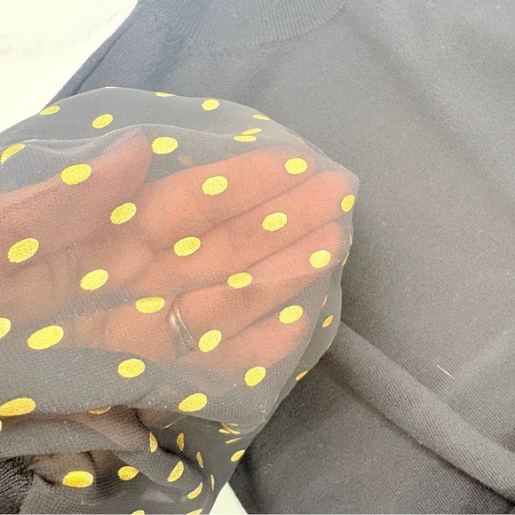 CeCe Black Blouse with Gold Dot Sleeves - Picture 8 of 8